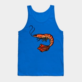 Big Red Shrimp Tail cartoon illustration Tank Top